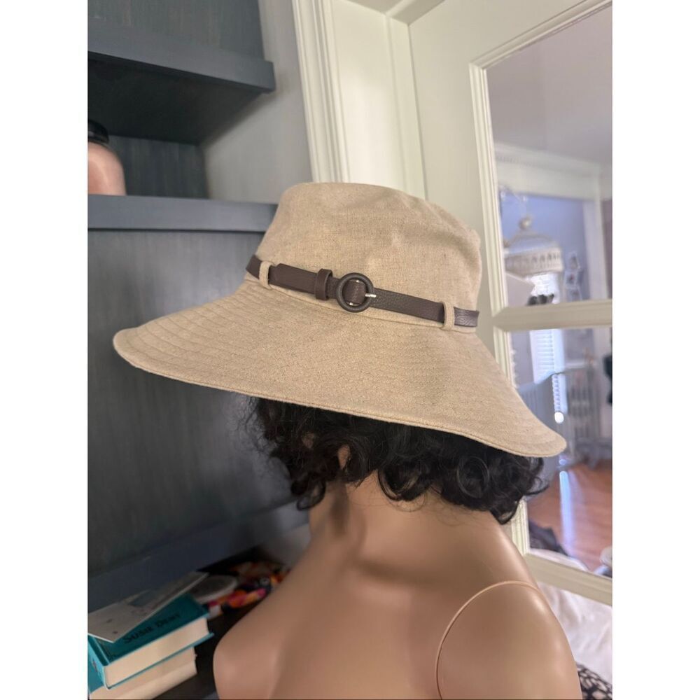 Charter Club Neutral Linen Blend Belted Sun Hat